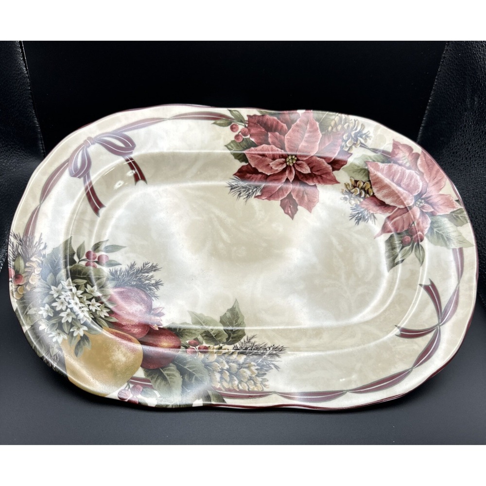 222 Fifth "Yuletide Celebration" Oval Serving Platter 13.5 In. x 9.5 In.